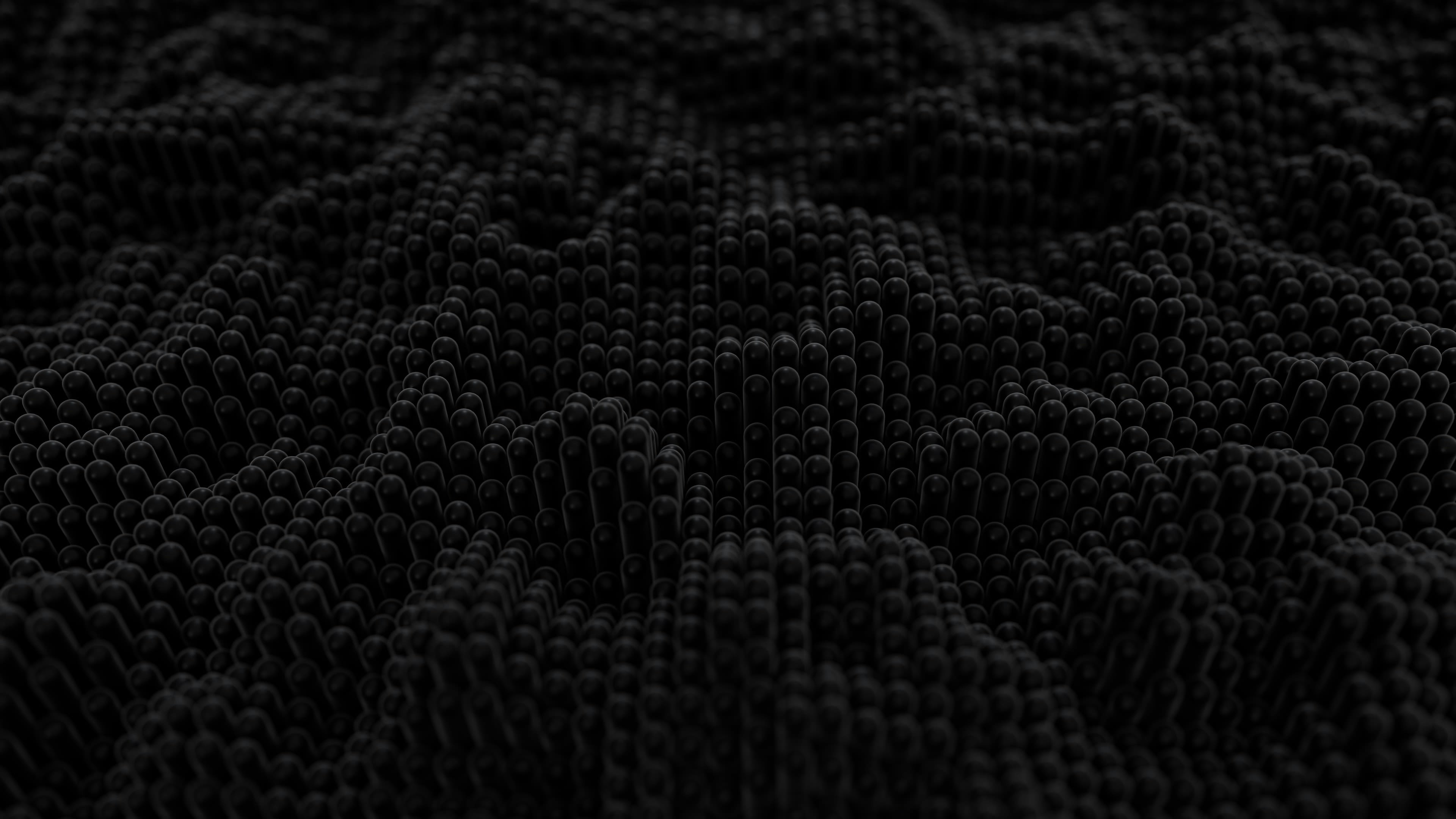 Dark textured surface with many small raised elements.